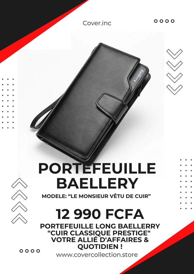 Portefeuille Long Baellerry "Cuir Classique Prestige" – Votre Allié d'Affaires & Quotidien !